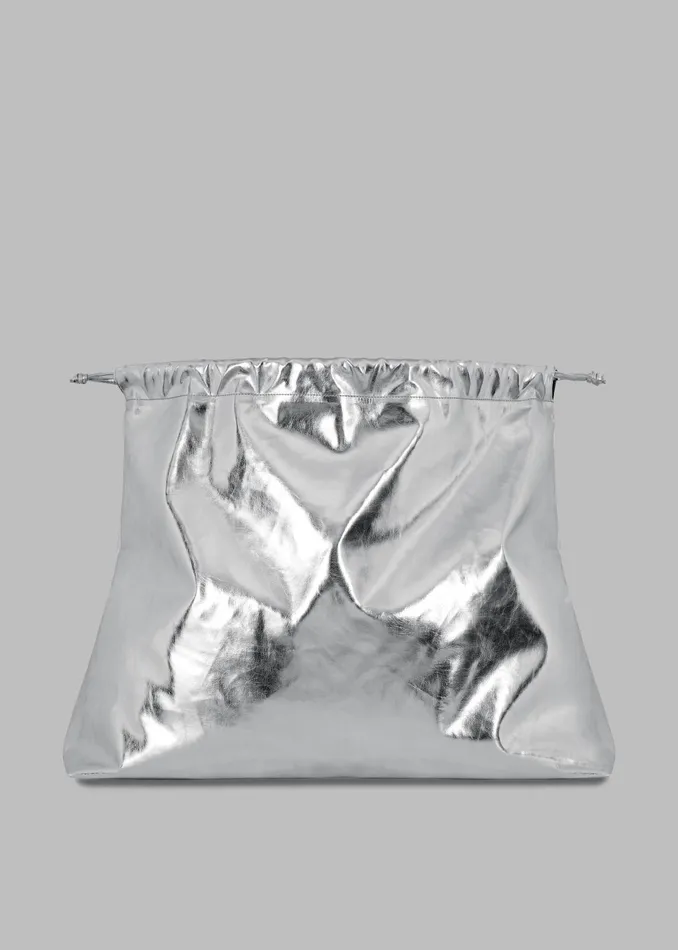 The Frankie Shop Morgan Faux Leather Large Pouch 8211 Silver 8211 Women