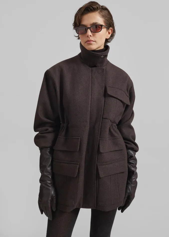 The Frankie Shop Outerwear Amstel Utility Jacket 8211 Brown 8211 Women