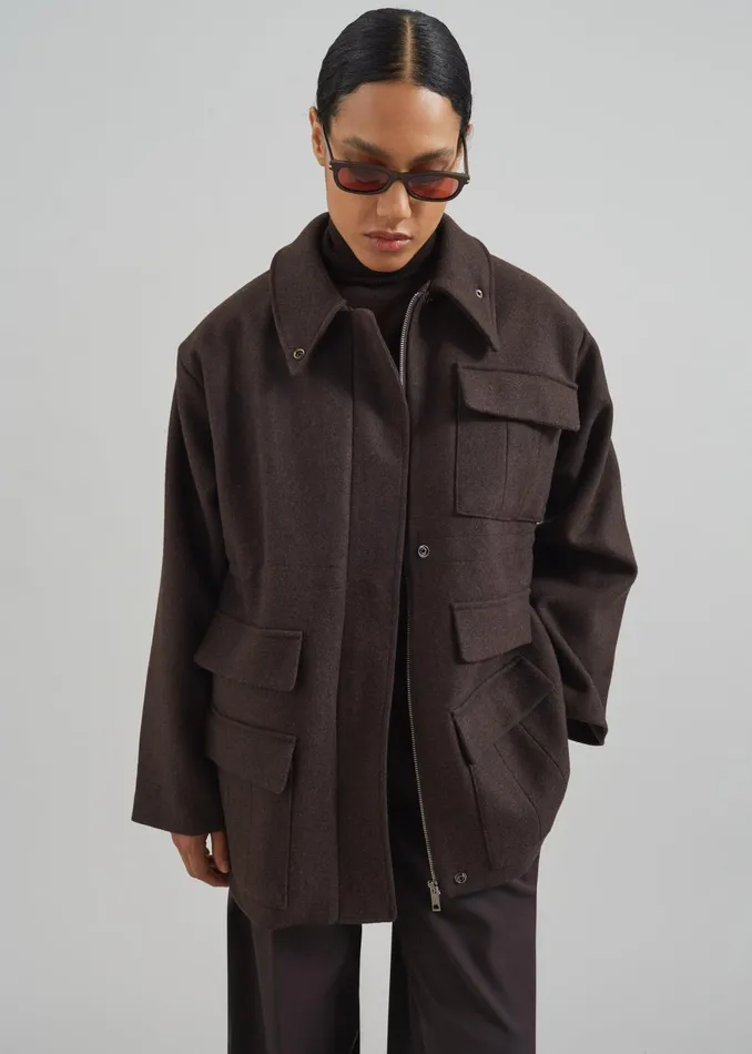 The Frankie Shop Outerwear Amstel Utility Jacket 8211 Brown 8211 Women