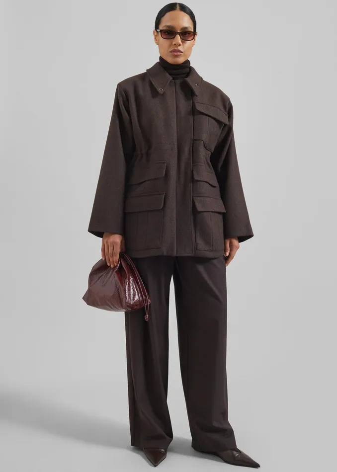 The Frankie Shop Outerwear Amstel Utility Jacket 8211 Brown 8211 Women