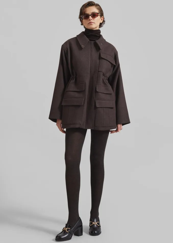 The Frankie Shop Outerwear Amstel Utility Jacket 8211 Brown 8211 Women