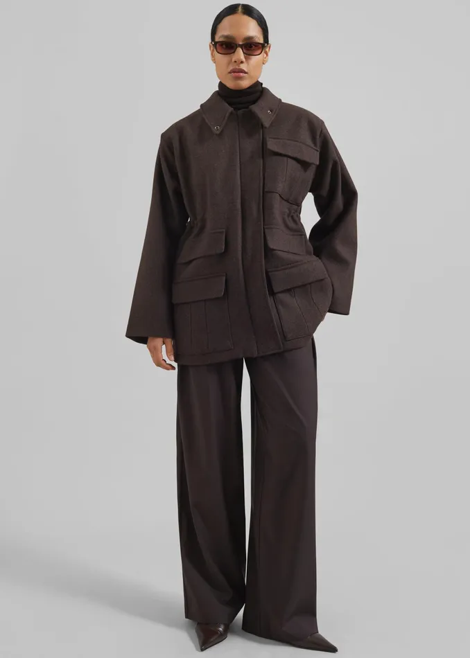 The Frankie Shop Outerwear Amstel Utility Jacket 8211 Brown 8211 Women