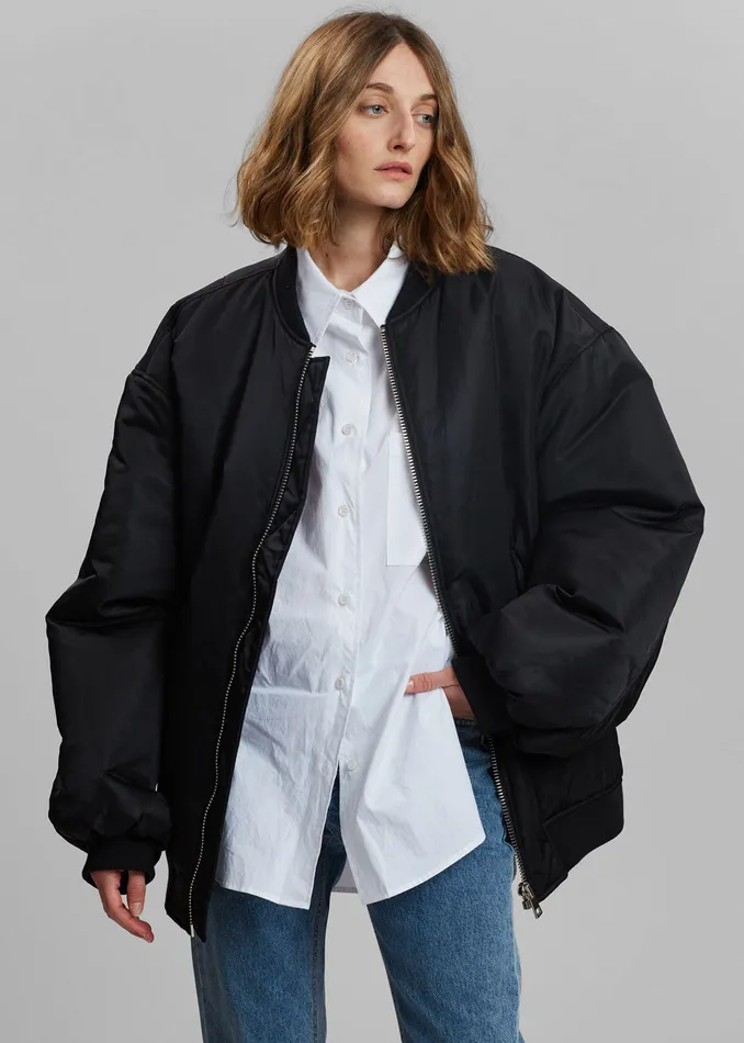 The Frankie Shop Outerwear Astra Bomber Jacket 8211 Black 8211 WomenMen