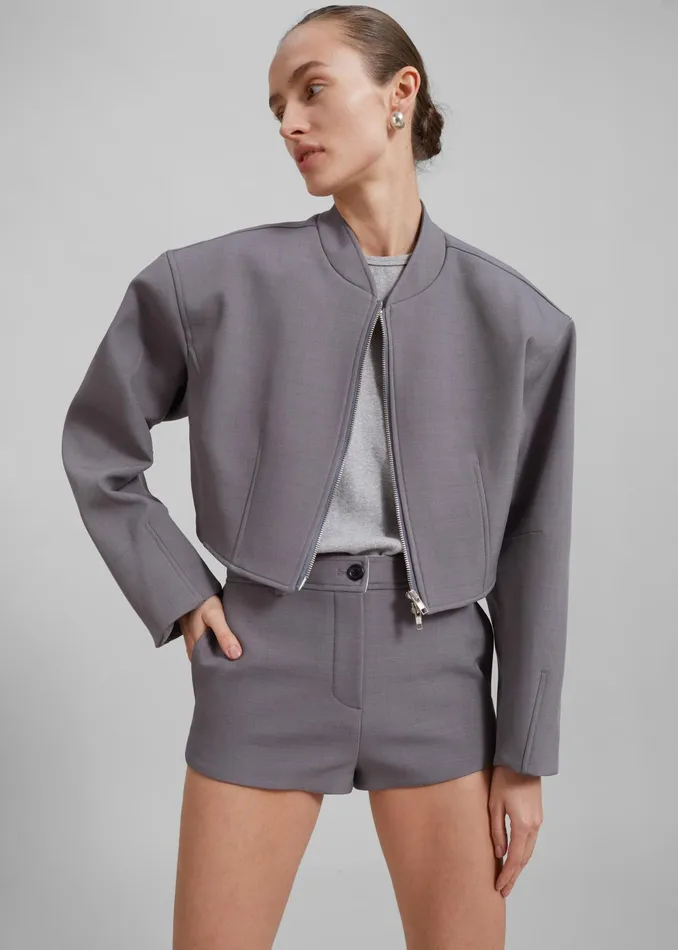The Frankie Shop Outerwear Banks Cropped Jacket 8211 Grey 8211 Women