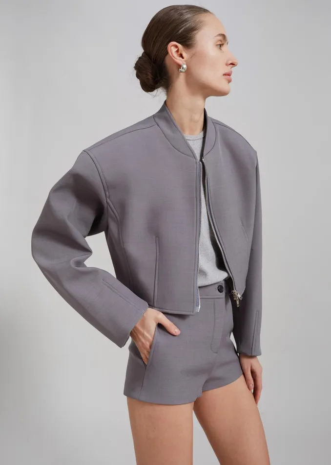 The Frankie Shop Outerwear Banks Cropped Jacket 8211 Grey 8211 Women