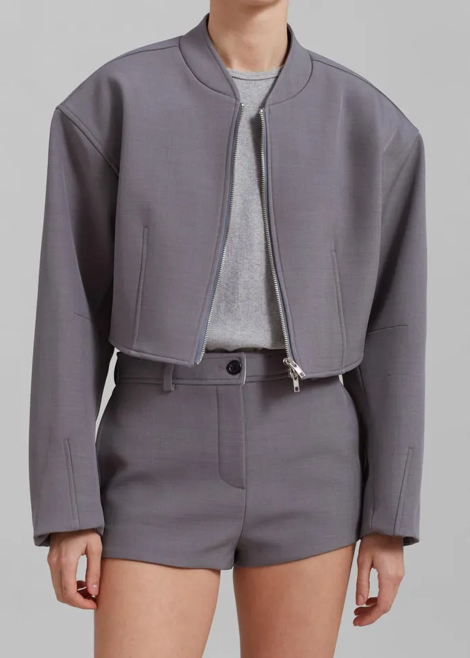 The Frankie Shop Outerwear Banks Cropped Jacket 8211 Grey 8211 Women