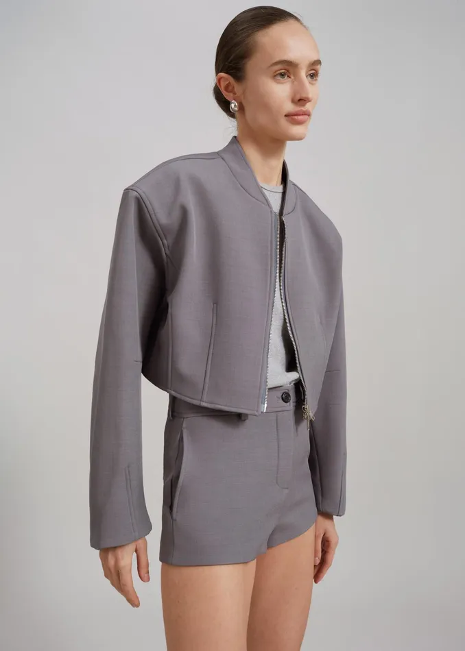 The Frankie Shop Outerwear Banks Cropped Jacket 8211 Grey 8211 Women