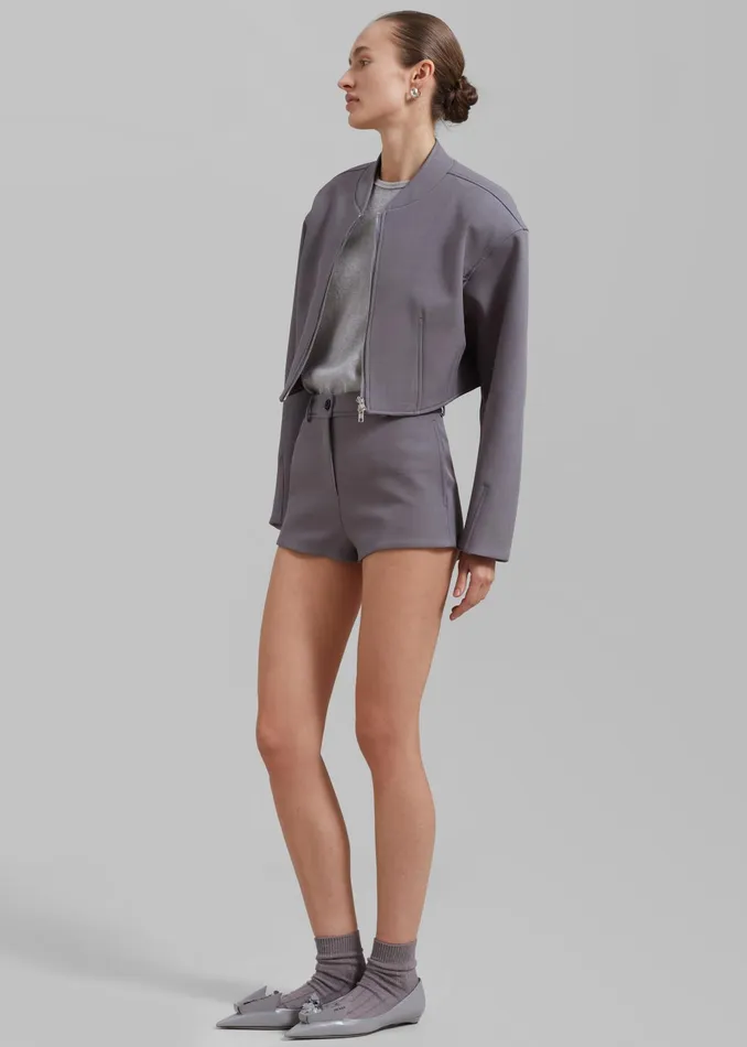 The Frankie Shop Outerwear Banks Cropped Jacket 8211 Grey 8211 Women
