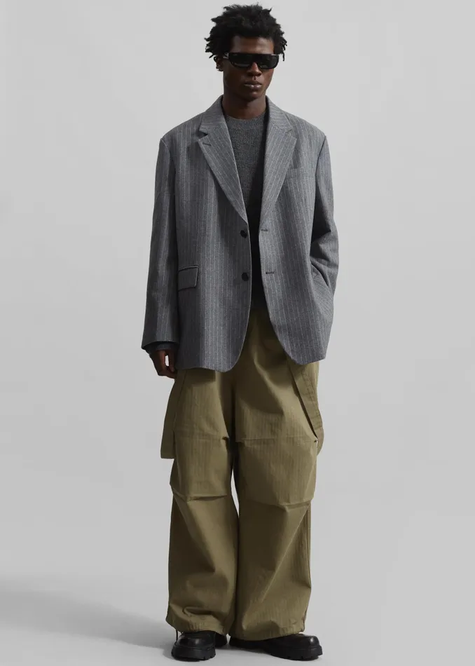 The Frankie Shop Outerwear Beo Blazer 8211 GreyWhite Pinstripe 8211 Men