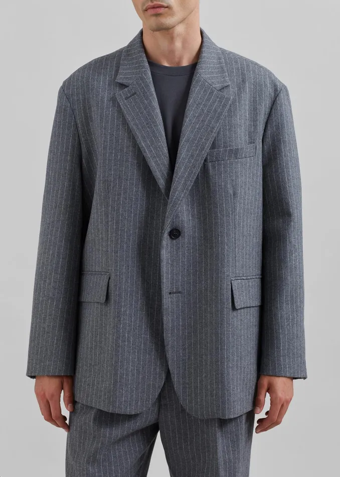 The Frankie Shop Outerwear Beo Blazer 8211 GreyWhite Pinstripe 8211 Men