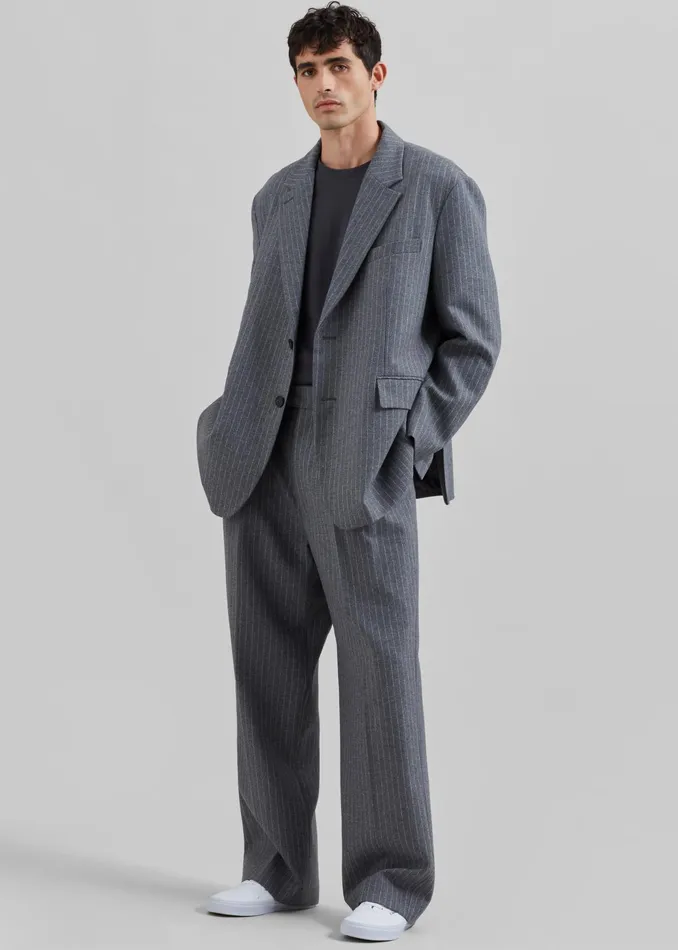 The Frankie Shop Outerwear Beo Blazer 8211 GreyWhite Pinstripe 8211 Men
