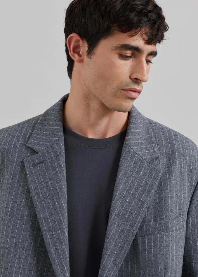 The Frankie Shop Outerwear Beo Blazer 8211 GreyWhite Pinstripe 8211 Men