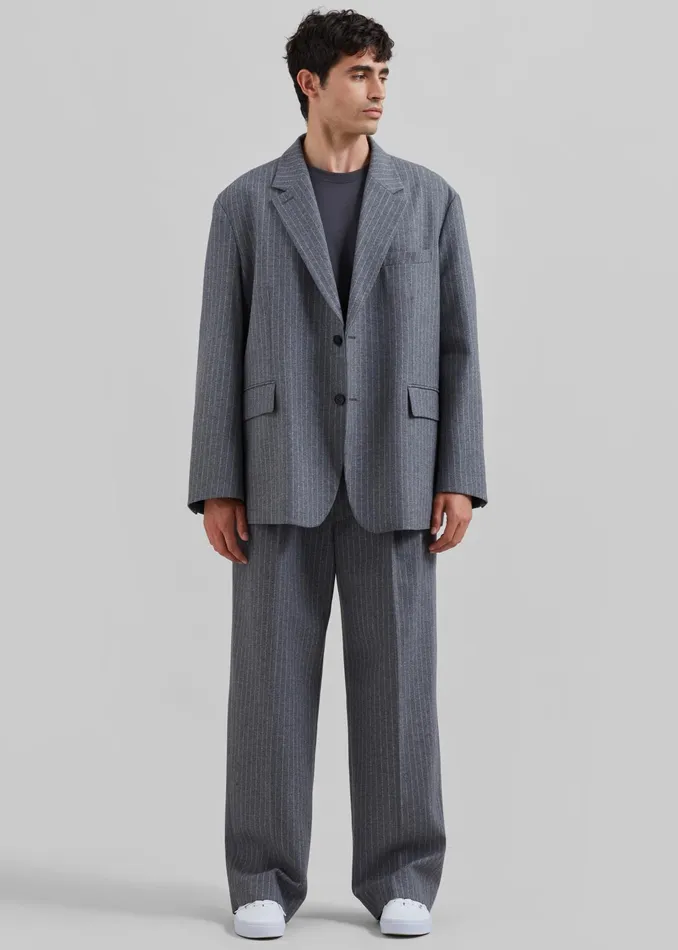 The Frankie Shop Outerwear Beo Blazer 8211 GreyWhite Pinstripe 8211 Men