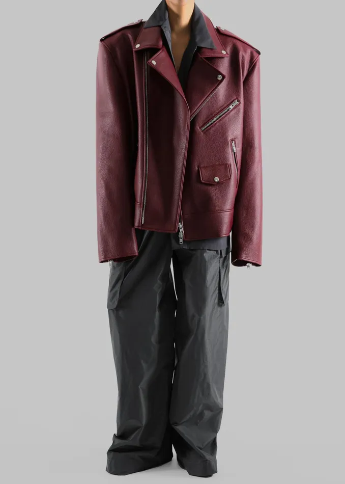 The Frankie Shop Outerwear Chicago Oversized Biker Jacket 8211 Burgundy 8211 Women