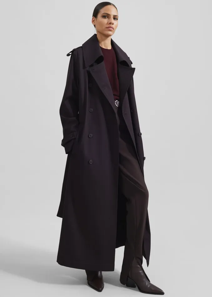 The Frankie Shop Outerwear Coline Trench Coat 8211 Dark Plum 8211 Women