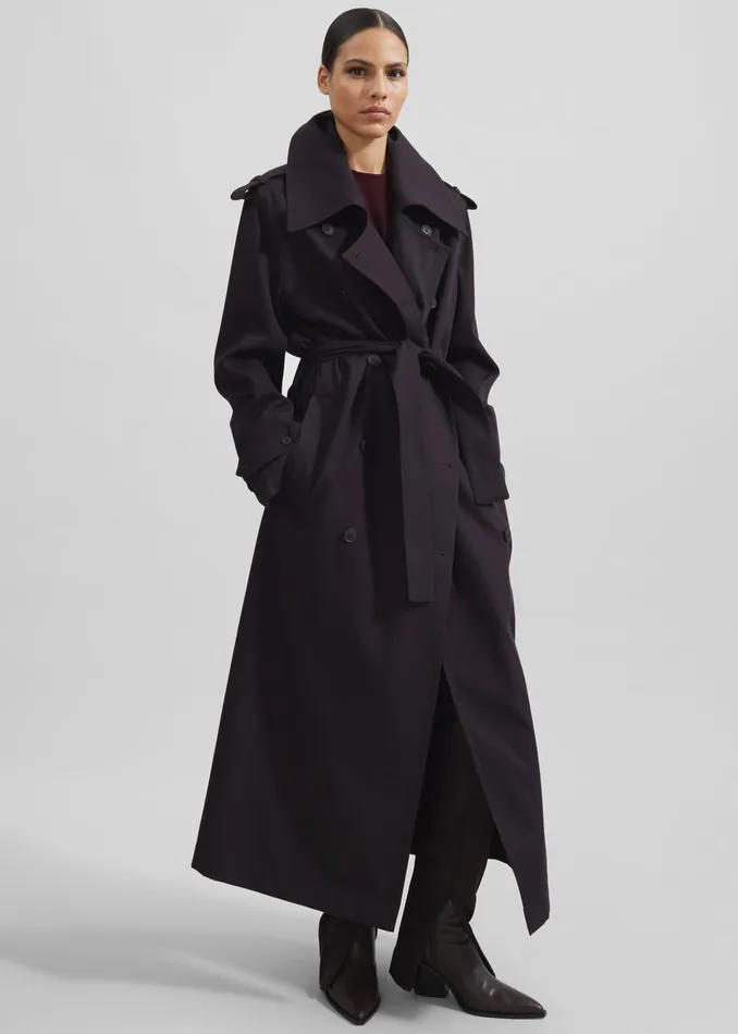 The Frankie Shop Outerwear Coline Trench Coat 8211 Dark Plum 8211 Women