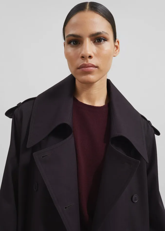 The Frankie Shop Outerwear Coline Trench Coat 8211 Dark Plum 8211 Women
