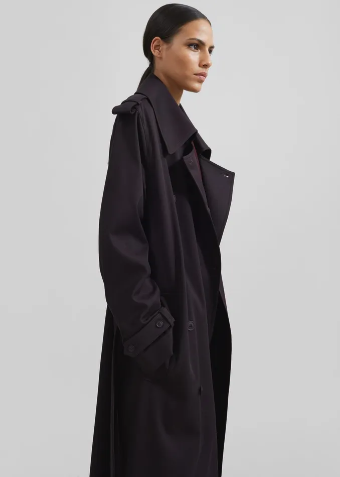 The Frankie Shop Outerwear Coline Trench Coat 8211 Dark Plum 8211 Women