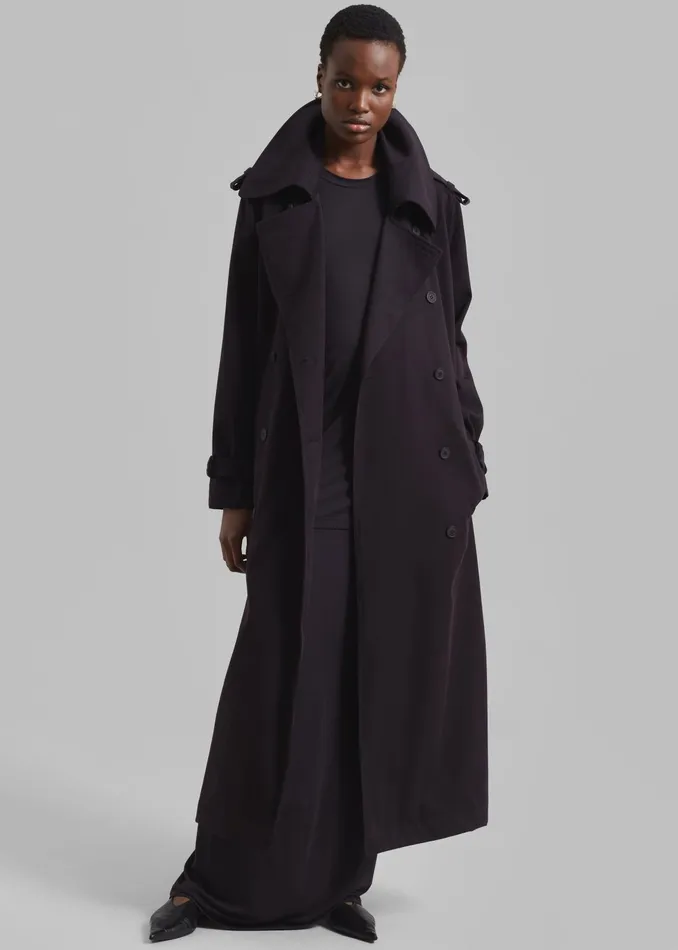 The Frankie Shop Outerwear Coline Trench Coat 8211 Dark Plum 8211 Women