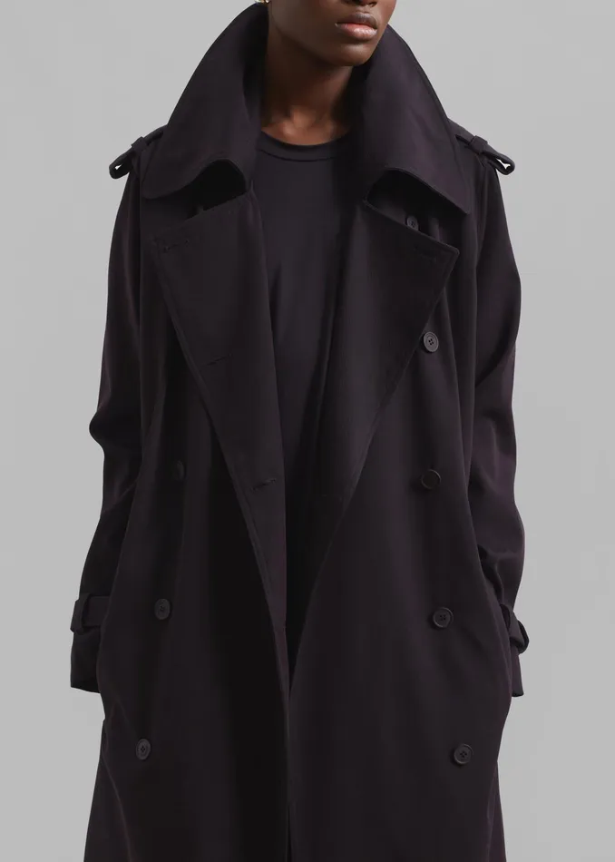 The Frankie Shop Outerwear Coline Trench Coat 8211 Dark Plum 8211 Women
