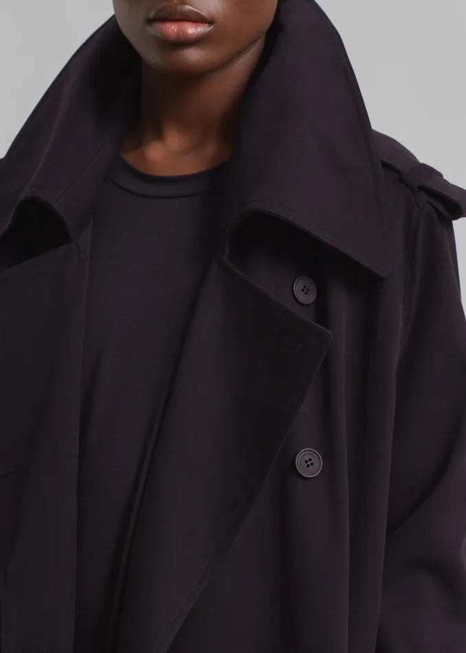 The Frankie Shop Outerwear Coline Trench Coat 8211 Dark Plum 8211 Women