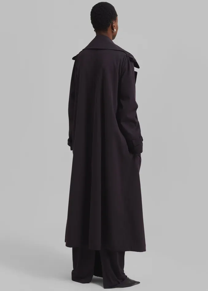 The Frankie Shop Outerwear Coline Trench Coat 8211 Dark Plum 8211 Women