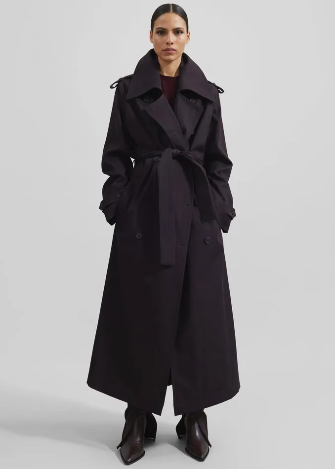 The Frankie Shop Outerwear Coline Trench Coat 8211 Dark Plum 8211 Women