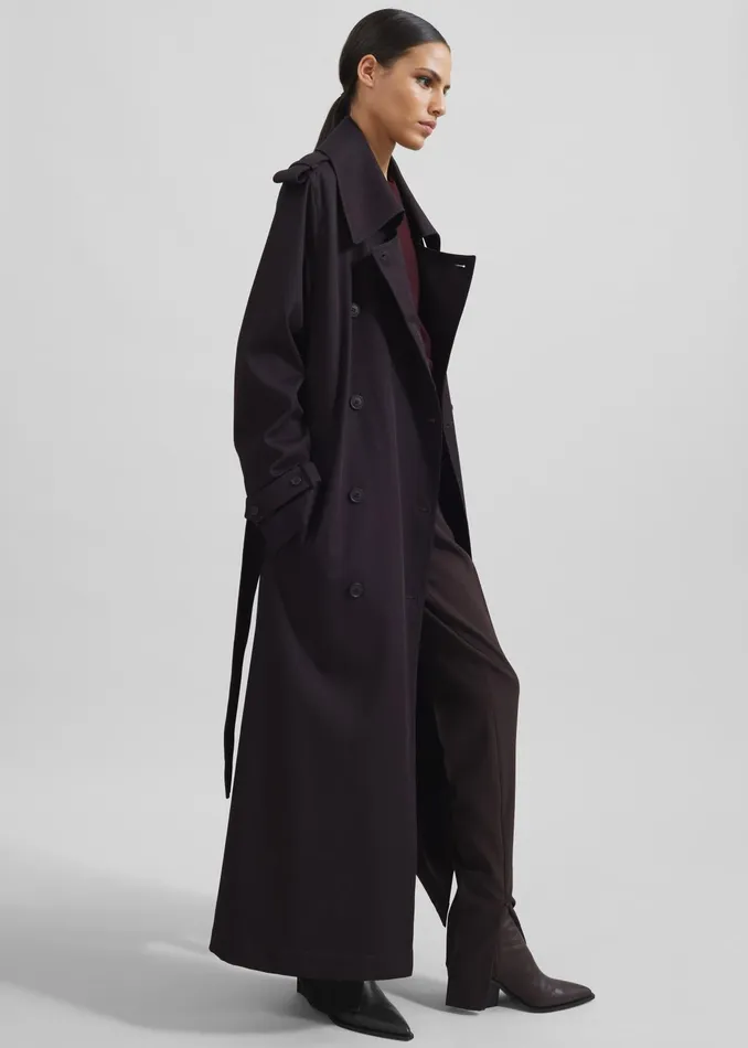 The Frankie Shop Outerwear Coline Trench Coat 8211 Dark Plum 8211 Women