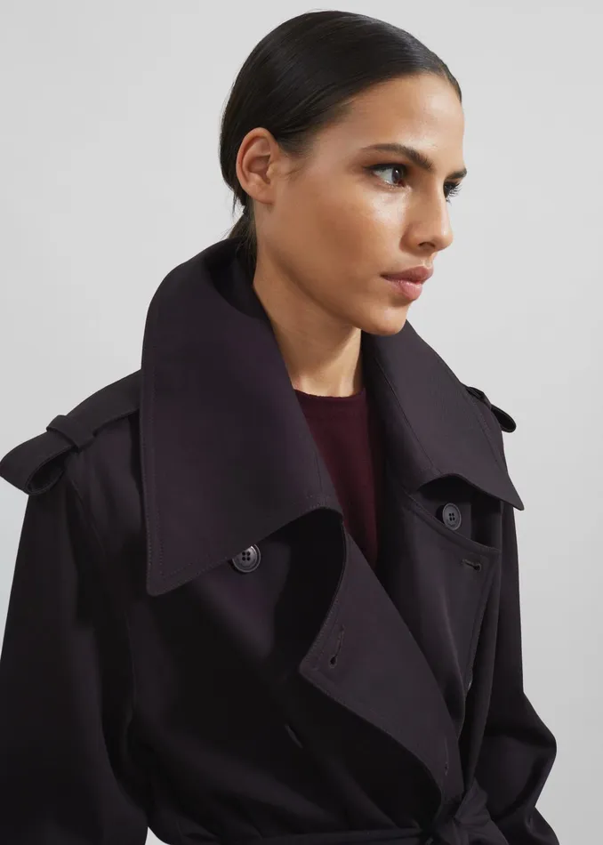 The Frankie Shop Outerwear Coline Trench Coat 8211 Dark Plum 8211 Women