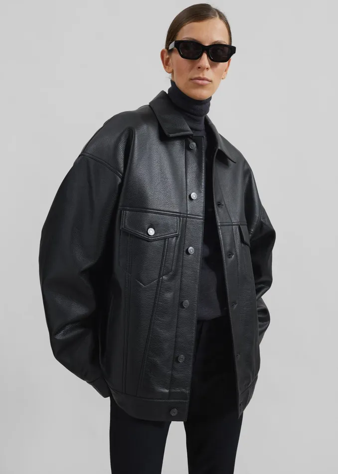 The Frankie Shop Outerwear Conan Faux Leather Jacket 8211 Black 8211 MenWomen The Frankie Shop Outerwear Conan Faux Leather Jacket 8211 Black 8211 MenWomen