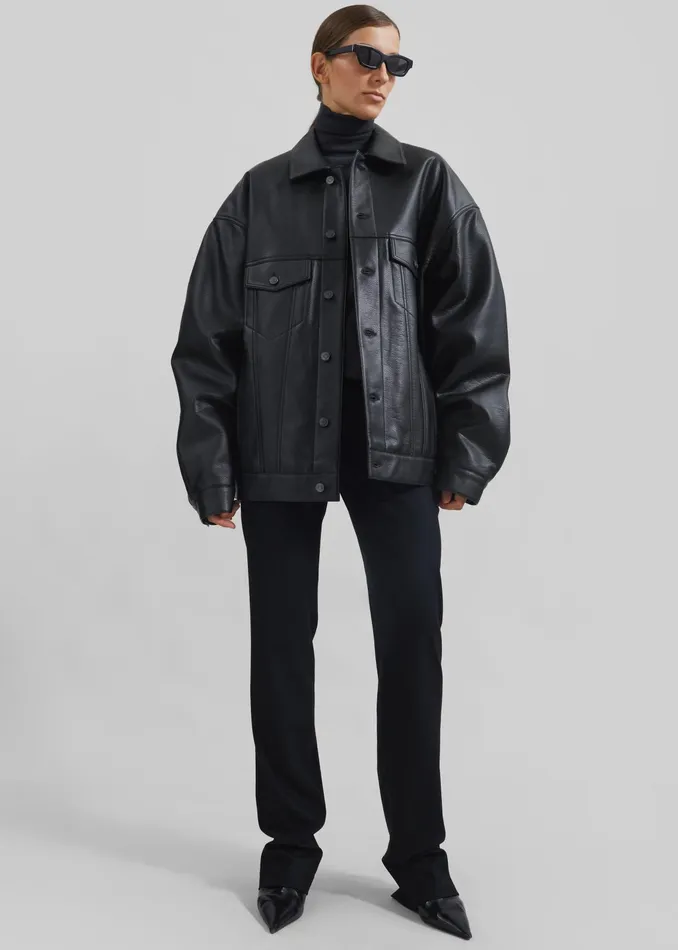The Frankie Shop Outerwear Conan Faux Leather Jacket 8211 Black 8211 MenWomen