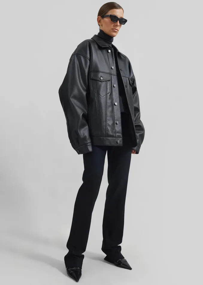 The Frankie Shop Outerwear Conan Faux Leather Jacket 8211 Black 8211 MenWomen