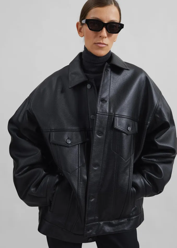 The Frankie Shop Outerwear Conan Faux Leather Jacket 8211 Black 8211 MenWomen