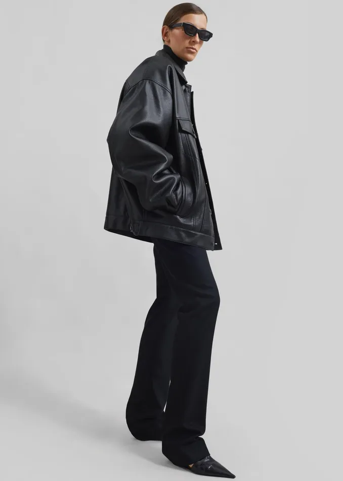 The Frankie Shop Outerwear Conan Faux Leather Jacket 8211 Black 8211 MenWomen