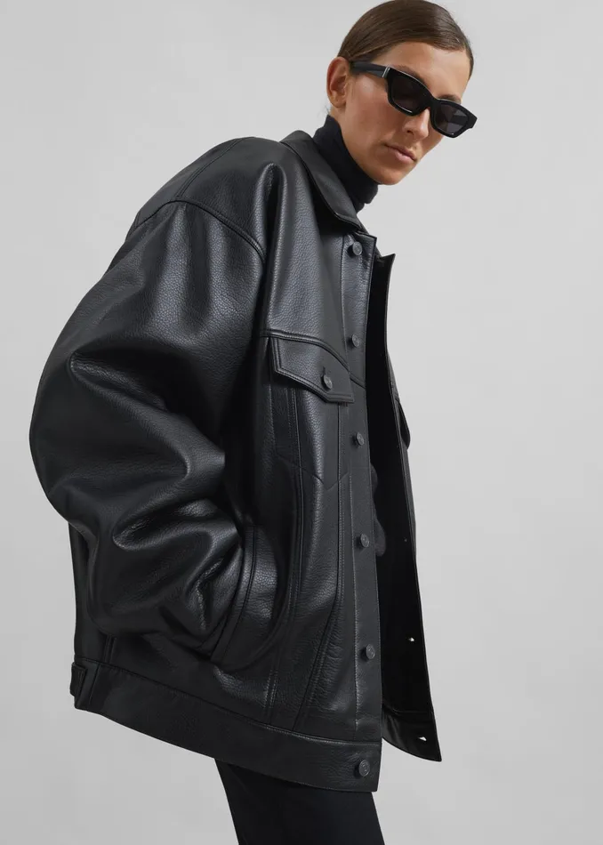 The Frankie Shop Outerwear Conan Faux Leather Jacket 8211 Black 8211 MenWomen