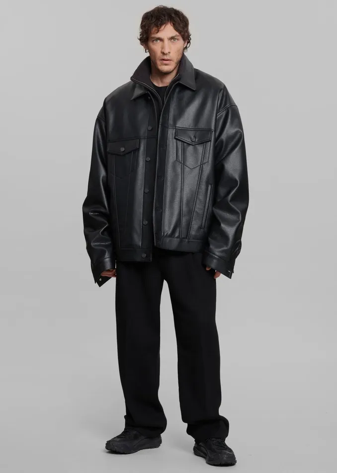 The Frankie Shop Outerwear Conan Faux Leather Jacket 8211 Black 8211 MenWomen
