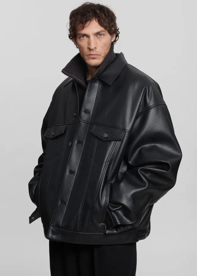 The Frankie Shop Outerwear Conan Faux Leather Jacket 8211 Black 8211 MenWomen