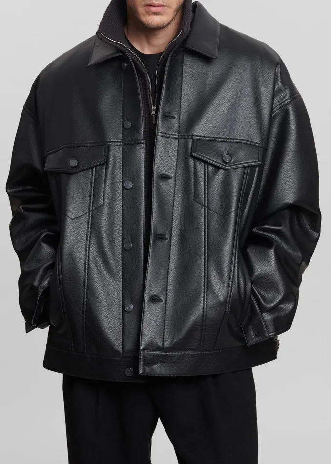 The Frankie Shop Outerwear Conan Faux Leather Jacket 8211 Black 8211 MenWomen