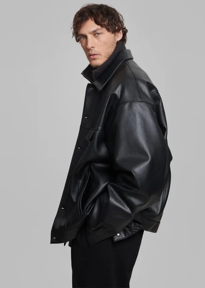 The Frankie Shop Outerwear Conan Faux Leather Jacket 8211 Black 8211 MenWomen