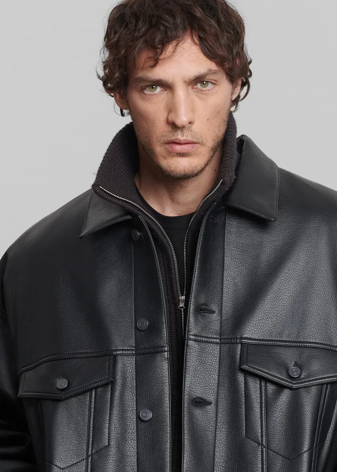 The Frankie Shop Outerwear Conan Faux Leather Jacket 8211 Black 8211 MenWomen