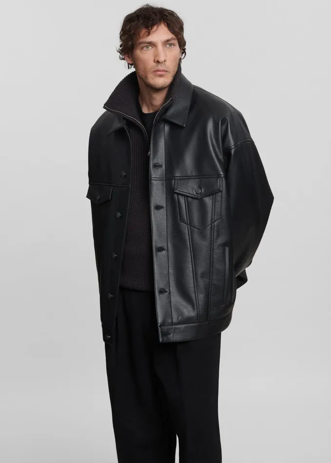 The Frankie Shop Outerwear Conan Faux Leather Jacket 8211 Black 8211 MenWomen