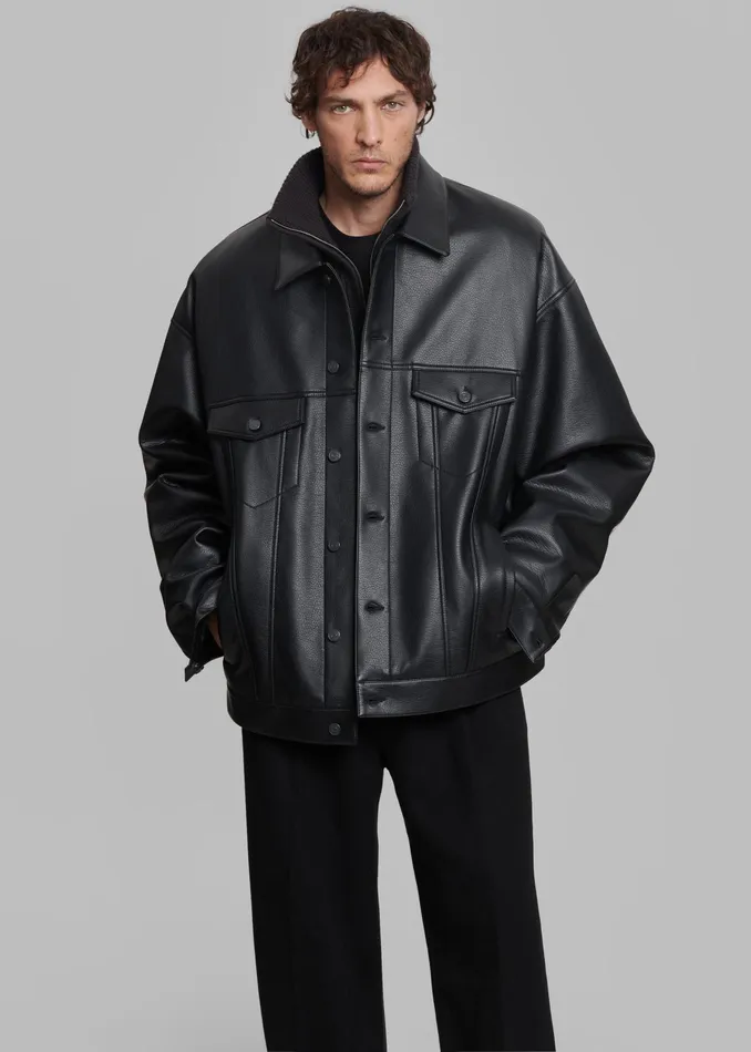 The Frankie Shop Outerwear Conan Faux Leather Jacket 8211 Black 8211 MenWomen