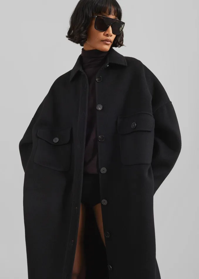 The Frankie Shop Outerwear Dallas Wool Overcoat 8211 Black 8211 Women