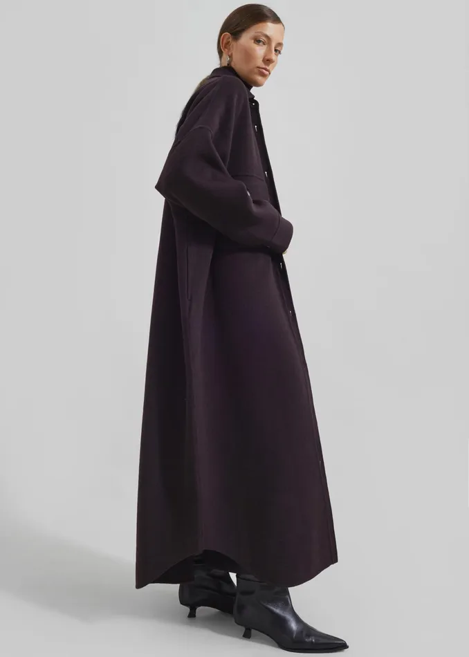 The Frankie Shop Outerwear Dallas Wool Overcoat 8211 Dark Plum 8211 Women