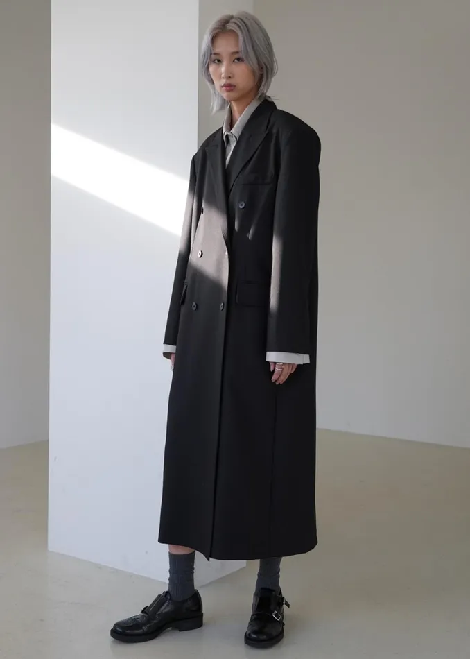 The Frankie Shop Outerwear Dex Double Breasted Coat 8211 Black 8211 Women
