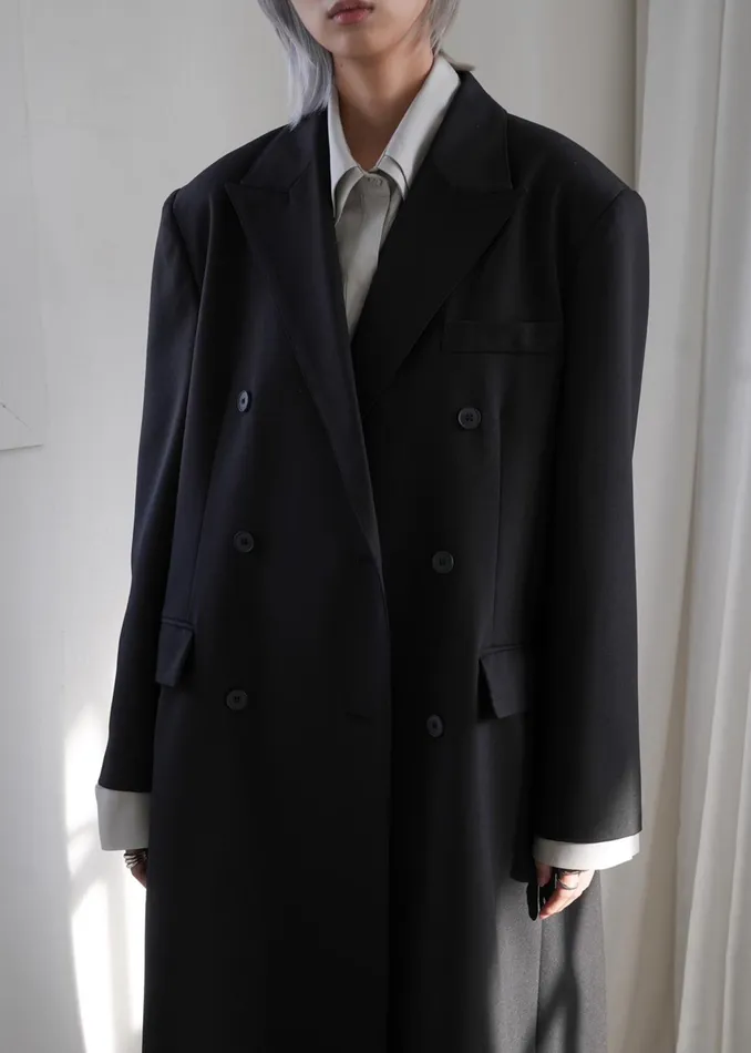 The Frankie Shop Outerwear Dex Double Breasted Coat 8211 Black 8211 Women