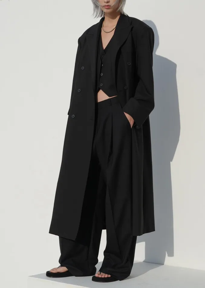 The Frankie Shop Outerwear Dex Double Breasted Coat 8211 Black 8211 Women
