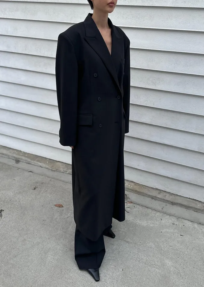 The Frankie Shop Outerwear Dex Double Breasted Coat 8211 Black 8211 Women