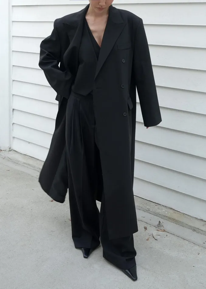 The Frankie Shop Outerwear Dex Double Breasted Coat 8211 Black 8211 Women