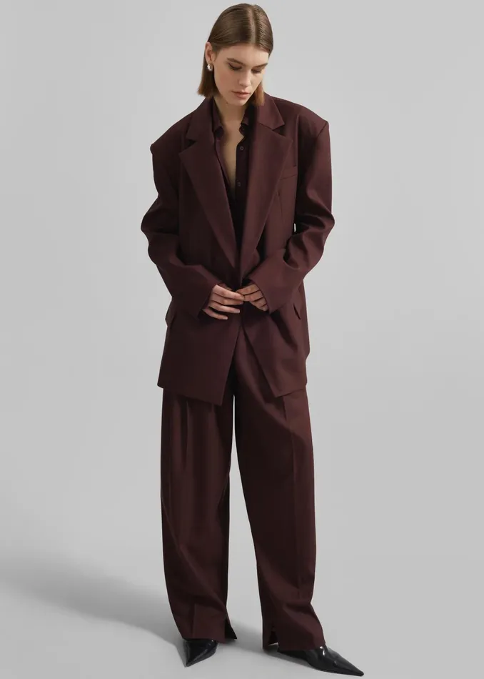 The Frankie Shop Outerwear Durham Crossover Blazer 8211 Burgundy 8211 Women